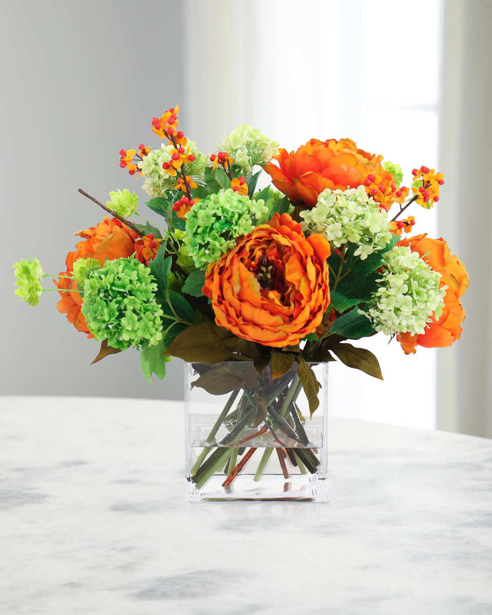 Marmalade 15" Faux Floral Arrangement in Glass Vase